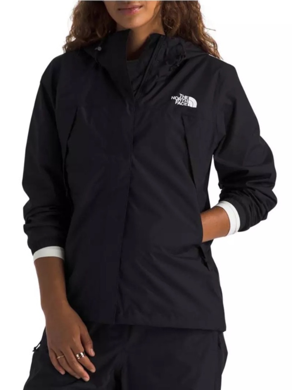 The North Face Womens Antora DryVent Rain Jacket Windbreaker SZ S Black *NO HOOD